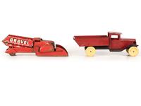 Five Tin and Pressed Steel Toy Trucks