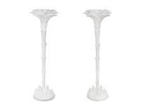 A Pair of Painted Palm Tree Torchères in the Manner of Serge Roche