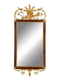 An Italian Neoclassical Style Giltwood and Mahogany Mirror