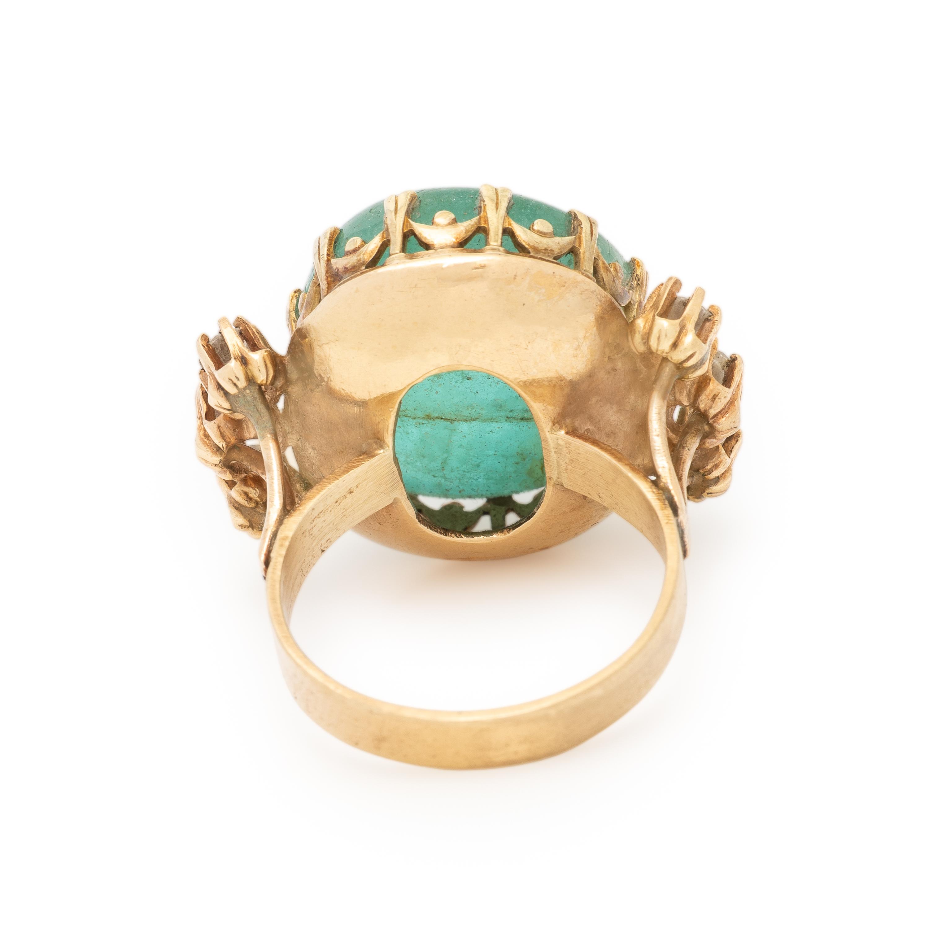 Emerald, Diamond, and Yellow Gold Ring