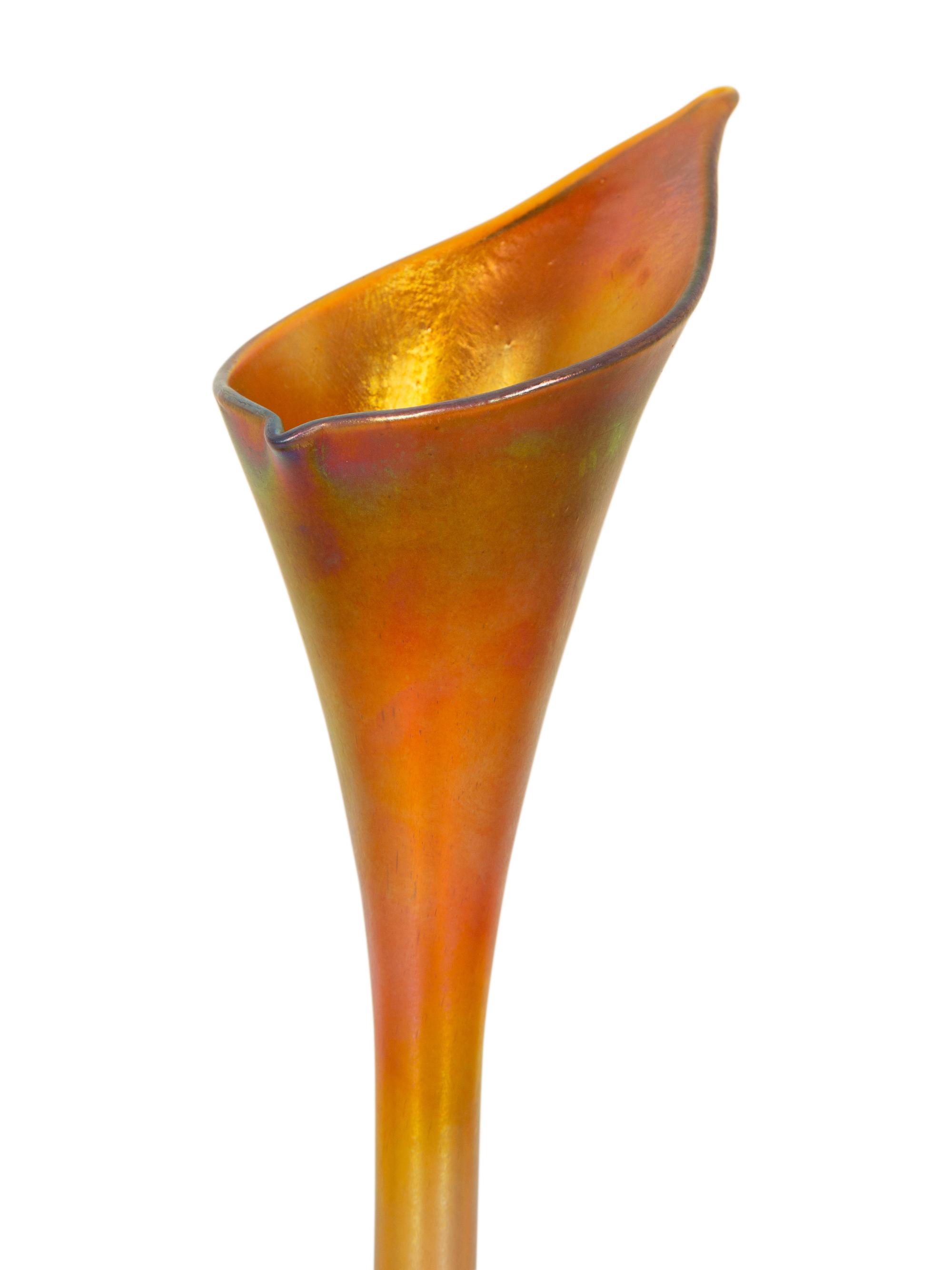 Pair of Quezal Iridescent Glass Vases