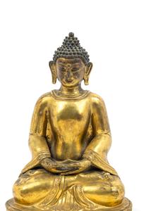 A Large Tibetan Gilt Bronze Figure of Seated Buddha