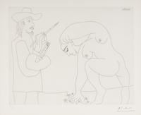 Peintre et femme cueillant des fleurs (plate 56 from Séries 156 ), 1970