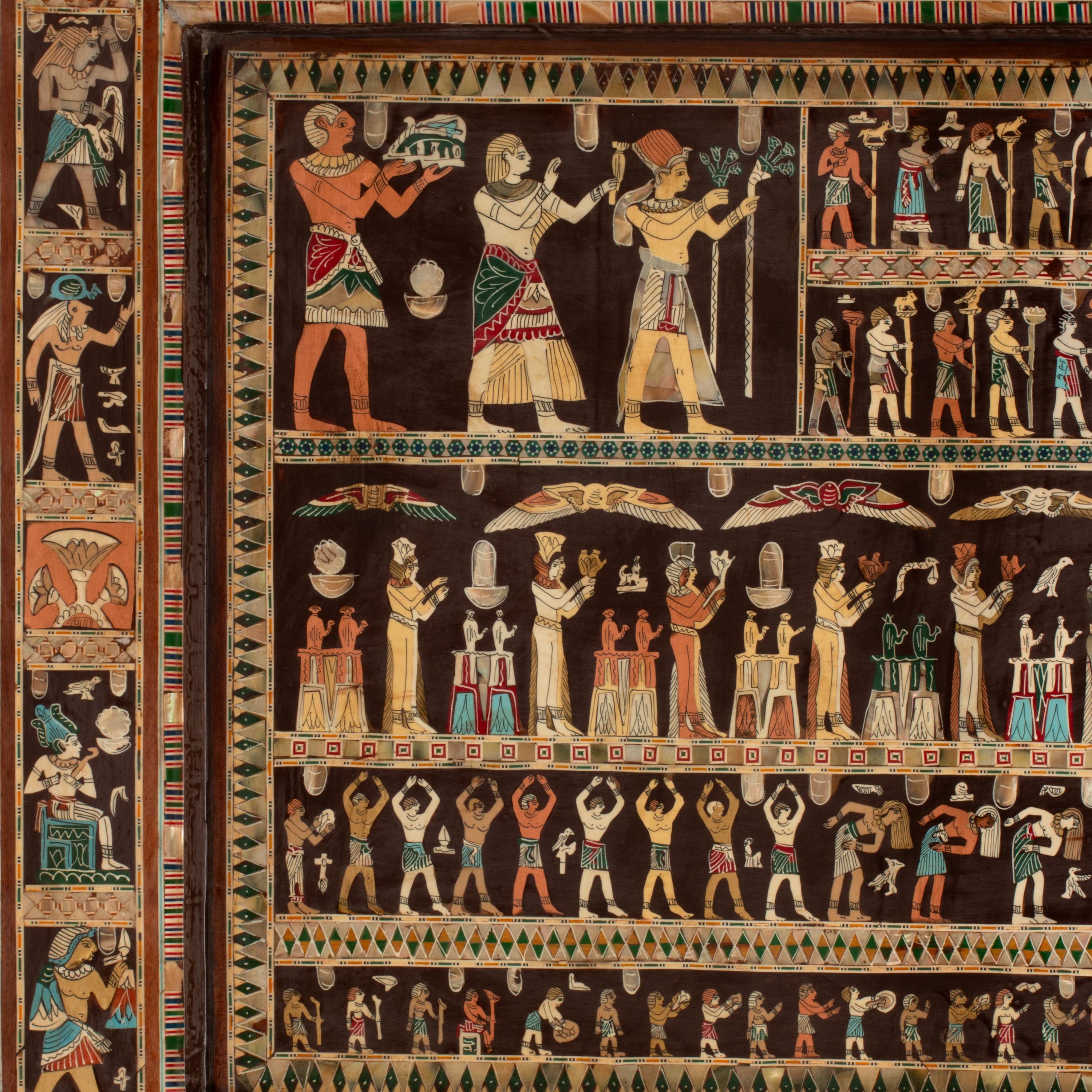 A Large Egyptian Style Marquetry Wall Panel