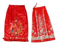 A Chinese Embroidered Silk Wedding Gown and Skirt