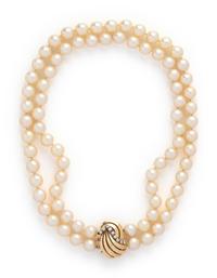 CULTURED PEARL AND DIAMOND NECKLACE
