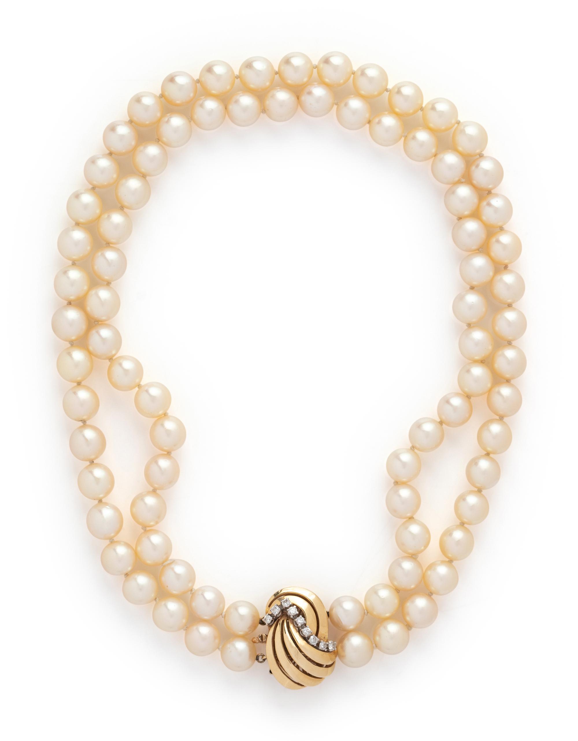 CULTURED PEARL AND DIAMOND NECKLACE