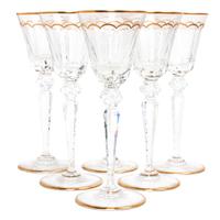 A Set of Eighteen Saint Louis Crystal Parcel Gilt Cut Glass Wine Goblets Height 10 inches.