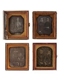 [EARLY PHOTOGRAPHY]. A group of 15 daguerreotype portraits of siblings, including: