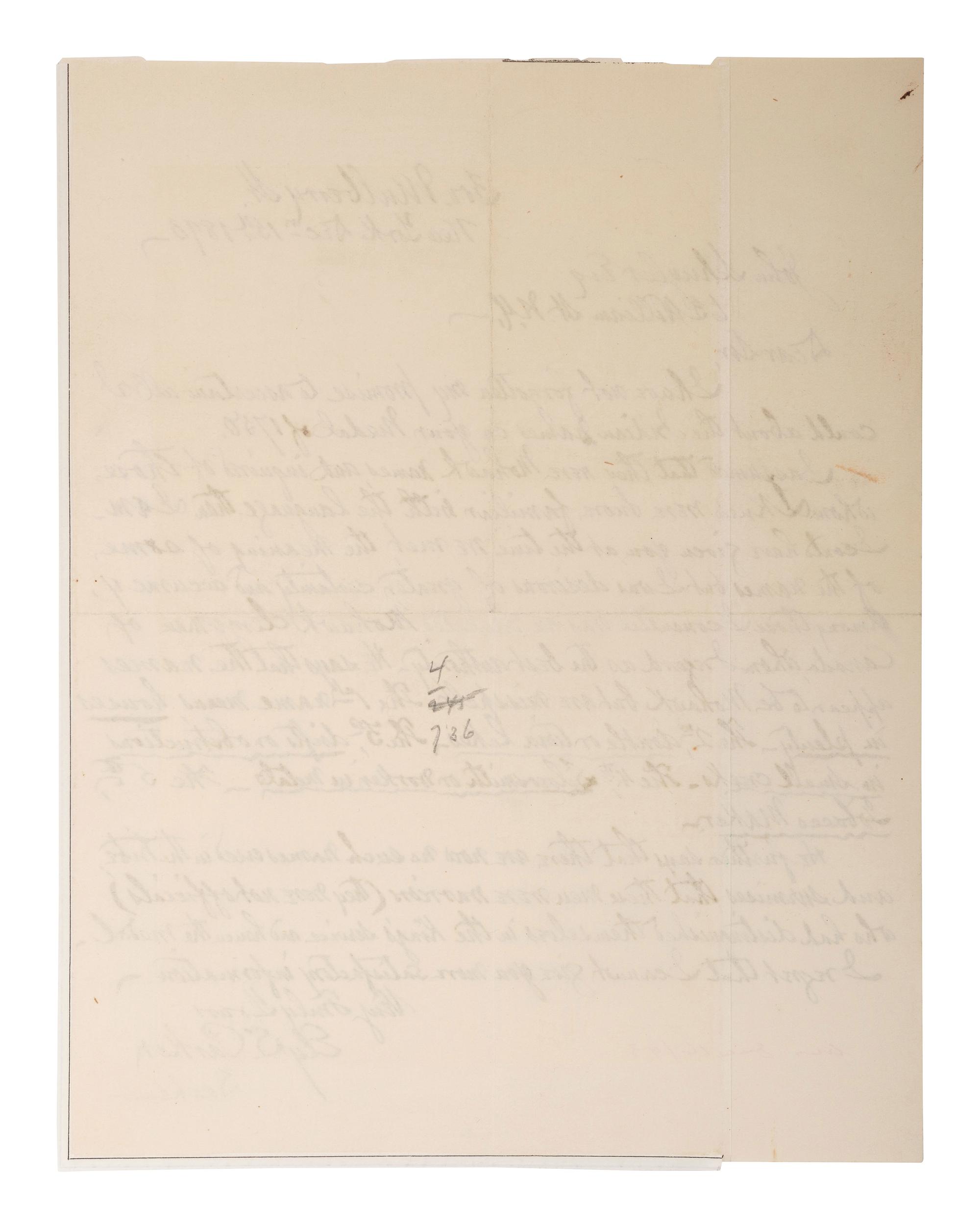 PARKER, Ely S. (1828-1895). Autograph letter signed ("Ely S. Parker / Sachem"). New York, 15 December 1893.