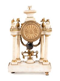 An Ansonia Gilt Bronze Mounted Marble Mantel Clock