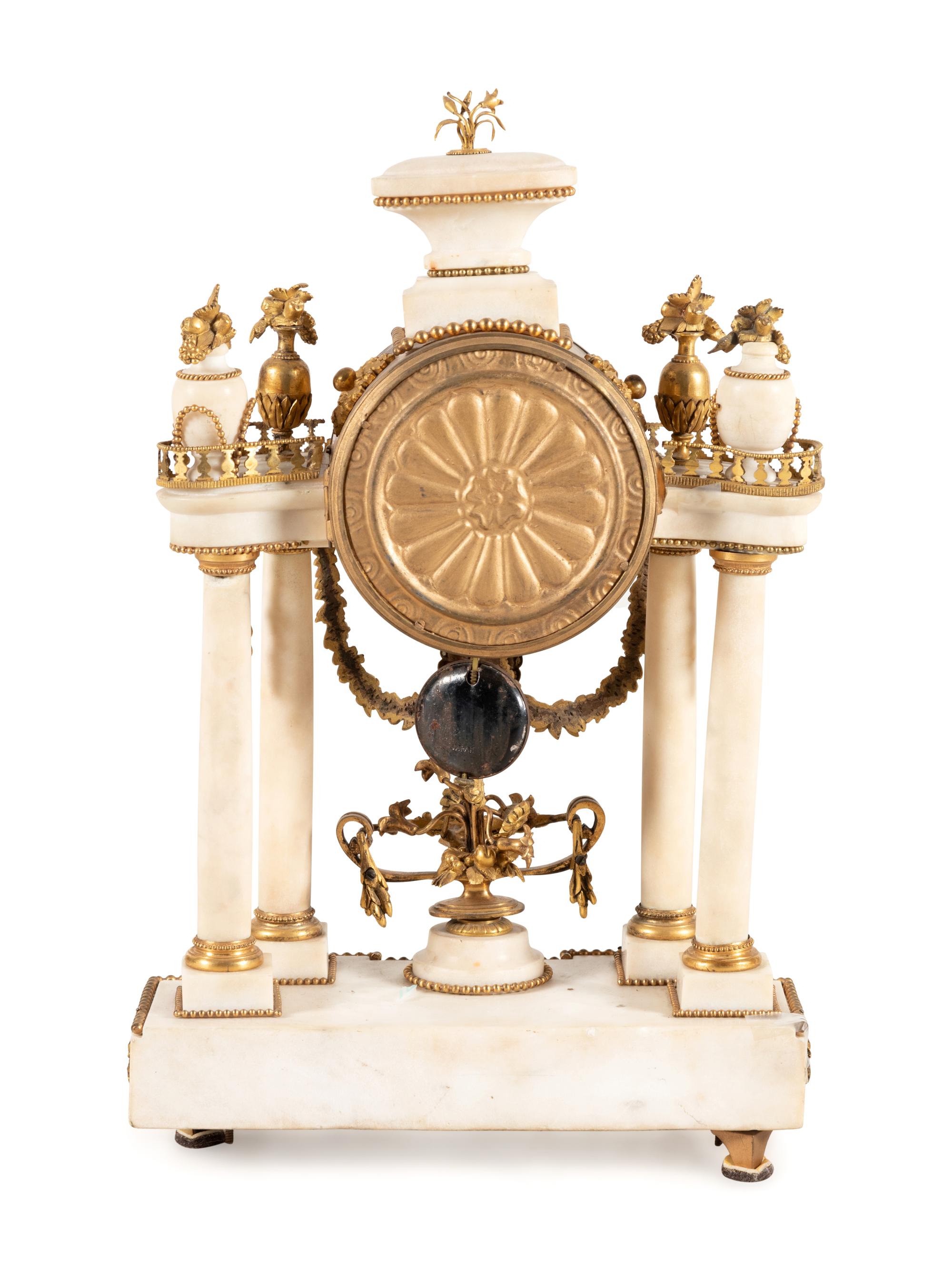 An Ansonia Gilt Bronze Mounted Marble Mantel Clock