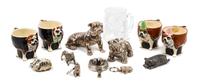 A Group of Fourteen Bulldog Figures and Cups Height of tallest 4 1/2 inches.