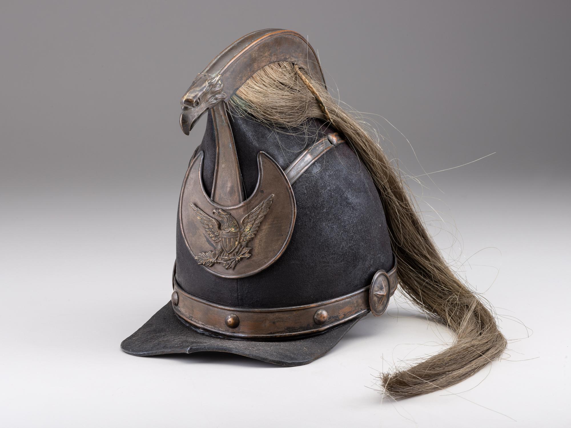 [MILITARIA]. Charleston Light dragoon jockey helmet. Ca 1835-1840.