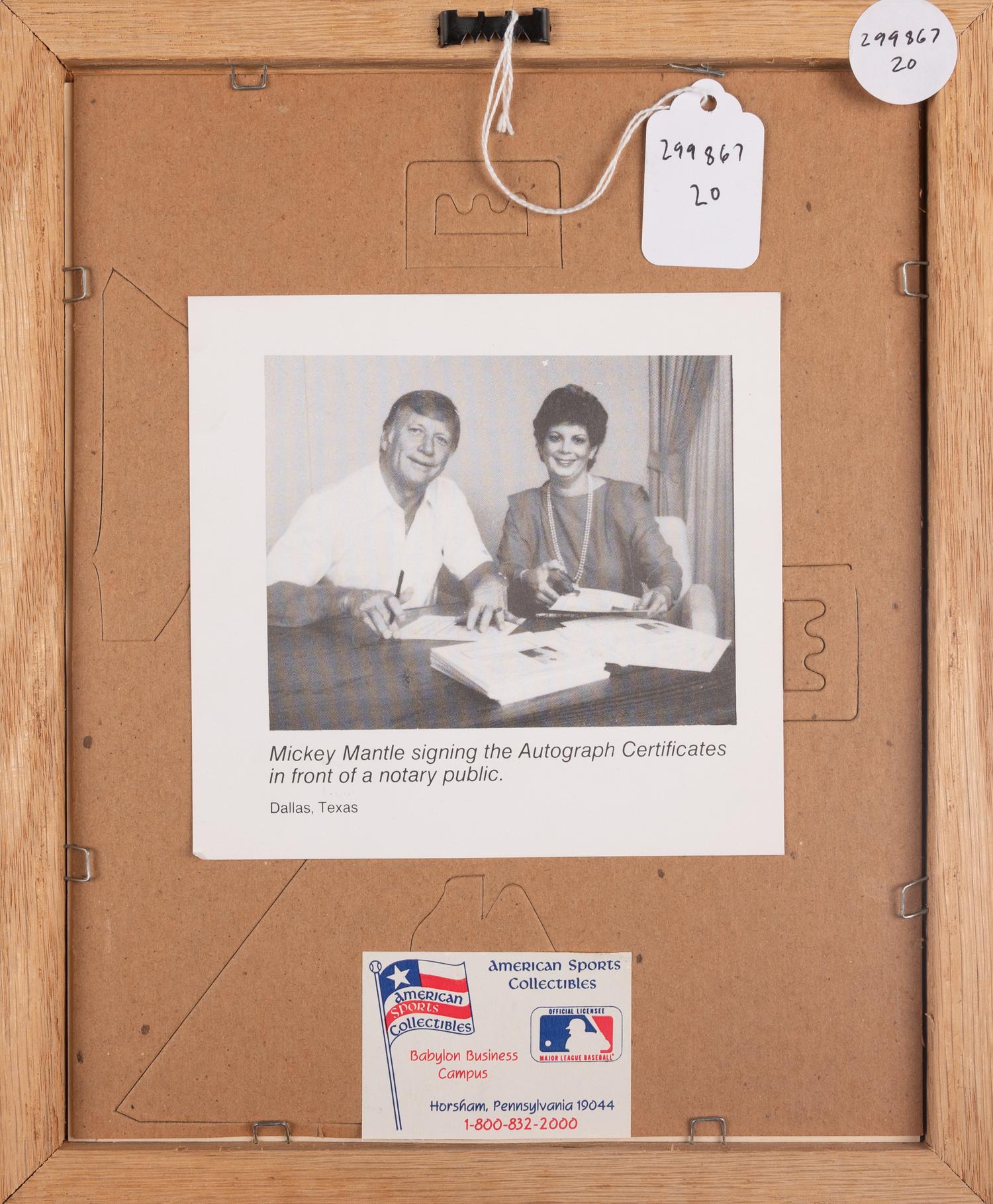 A Mickey Mantle Signed Autograph Career Statistics Display (Beckett Authentication Services Letter),