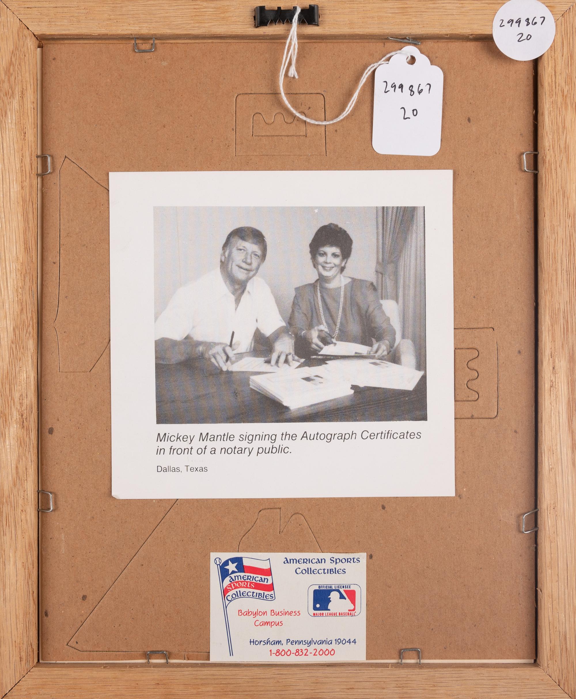 A Mickey Mantle Signed Autograph Career Statistics Display (Beckett Authentication Services Letter),