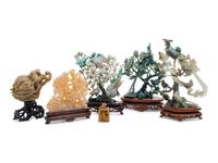 Six Chinese Jadeite and Hardstone Carvings