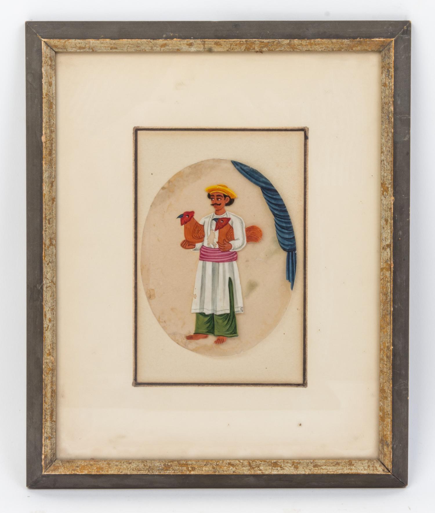 A Collection of Four Indian Miniature Paintings Height 5 1/2 x width 3 1/2 inches.