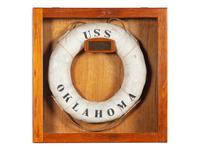 [WORLD WAR II]. USS Oklahoma life ring, ship sunk at Pearl Harbor.