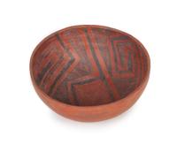 Prehistoric Wingate Black on Red Bowl Height 4 inches x diameter 8 1/4 inches