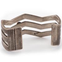 Silver Cuff Bracelet Accented with 14k Gold and Coral