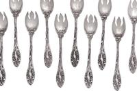 A Set of Twelve American Silver Terrapin Forks
