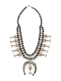 Navajo Sterling Silver Squash Blossom Necklace