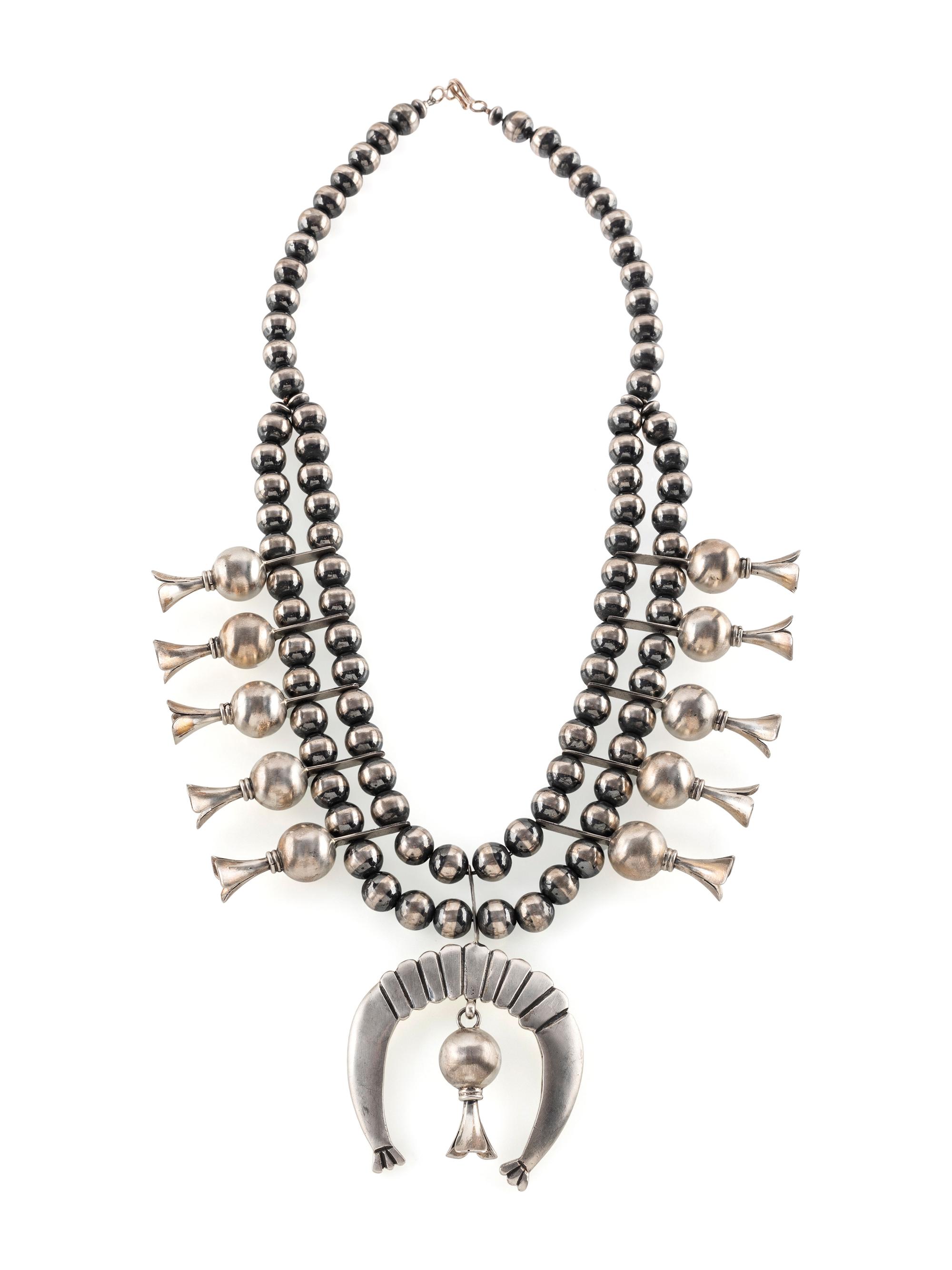 Navajo Sterling Silver Squash Blossom Necklace