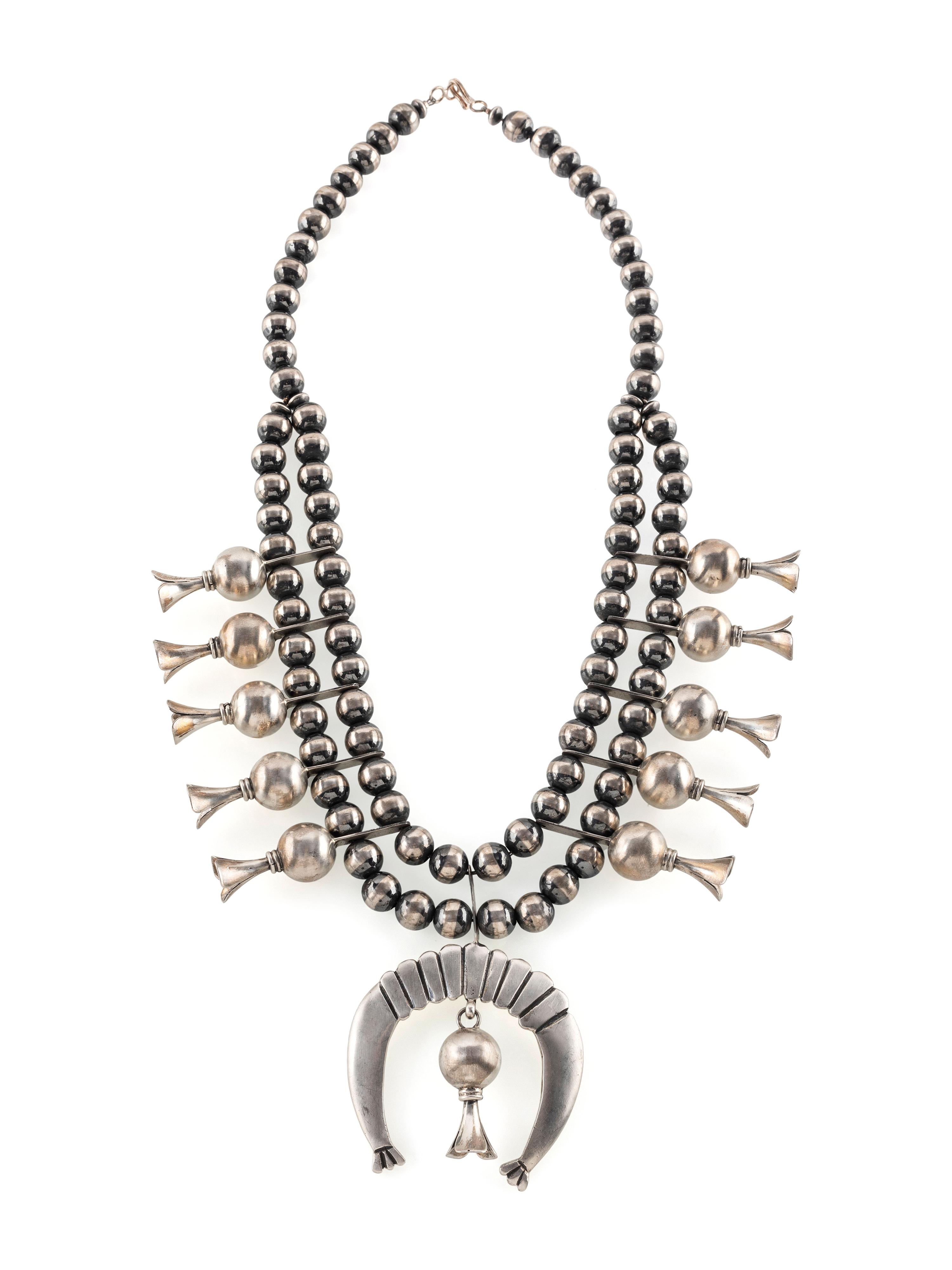 Navajo Sterling Silver Squash Blossom Necklace