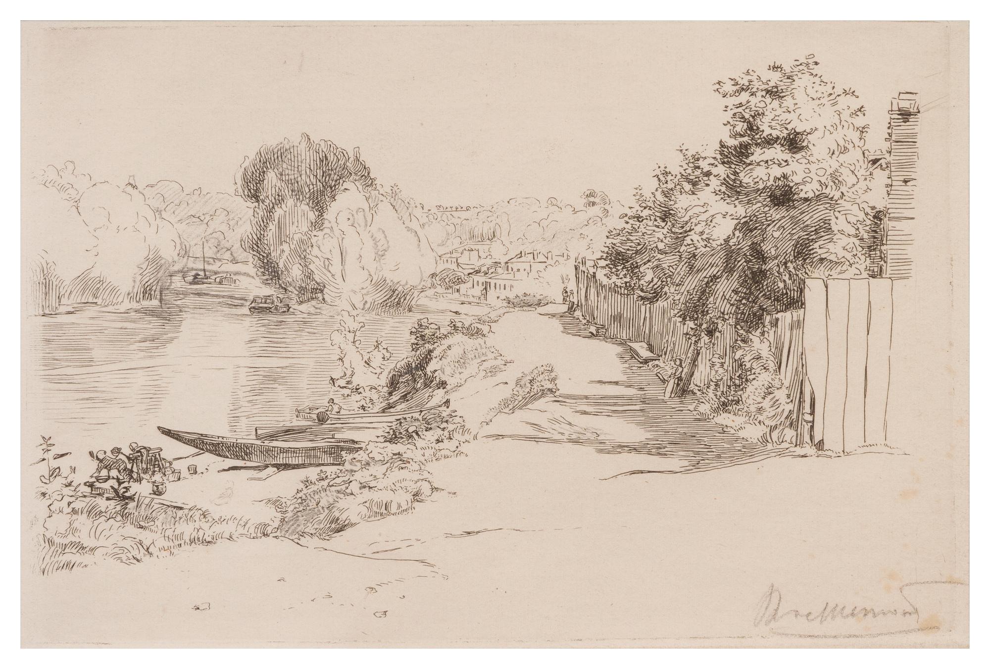 Felix Bracquemond, (French, 1833-1914), La Seine aux Bas-Muedon