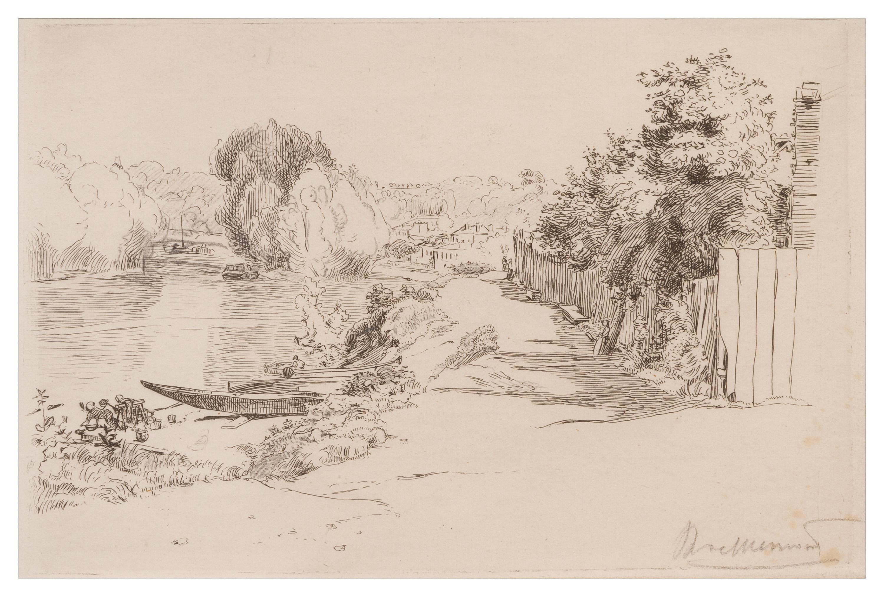 Felix Bracquemond, (French, 1833-1914), La Seine aux Bas-Muedon