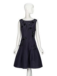 Oscar de la Renta, Navy Silk Cocktail Dress