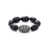 BLACK HARDSTONE AND MOONSTONE BEAD BRACELET