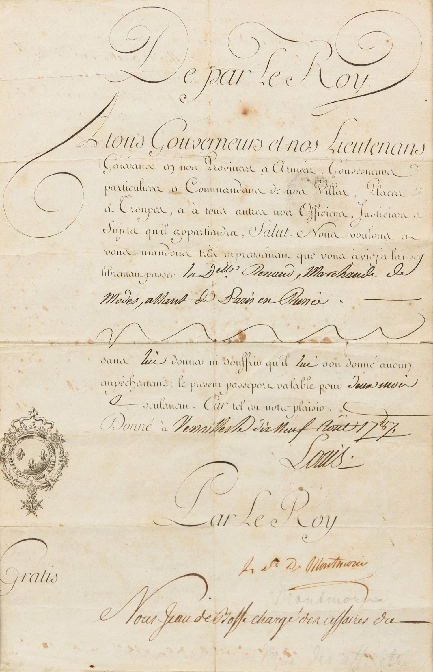 LOUIS XVI, King of France (1754-1793).