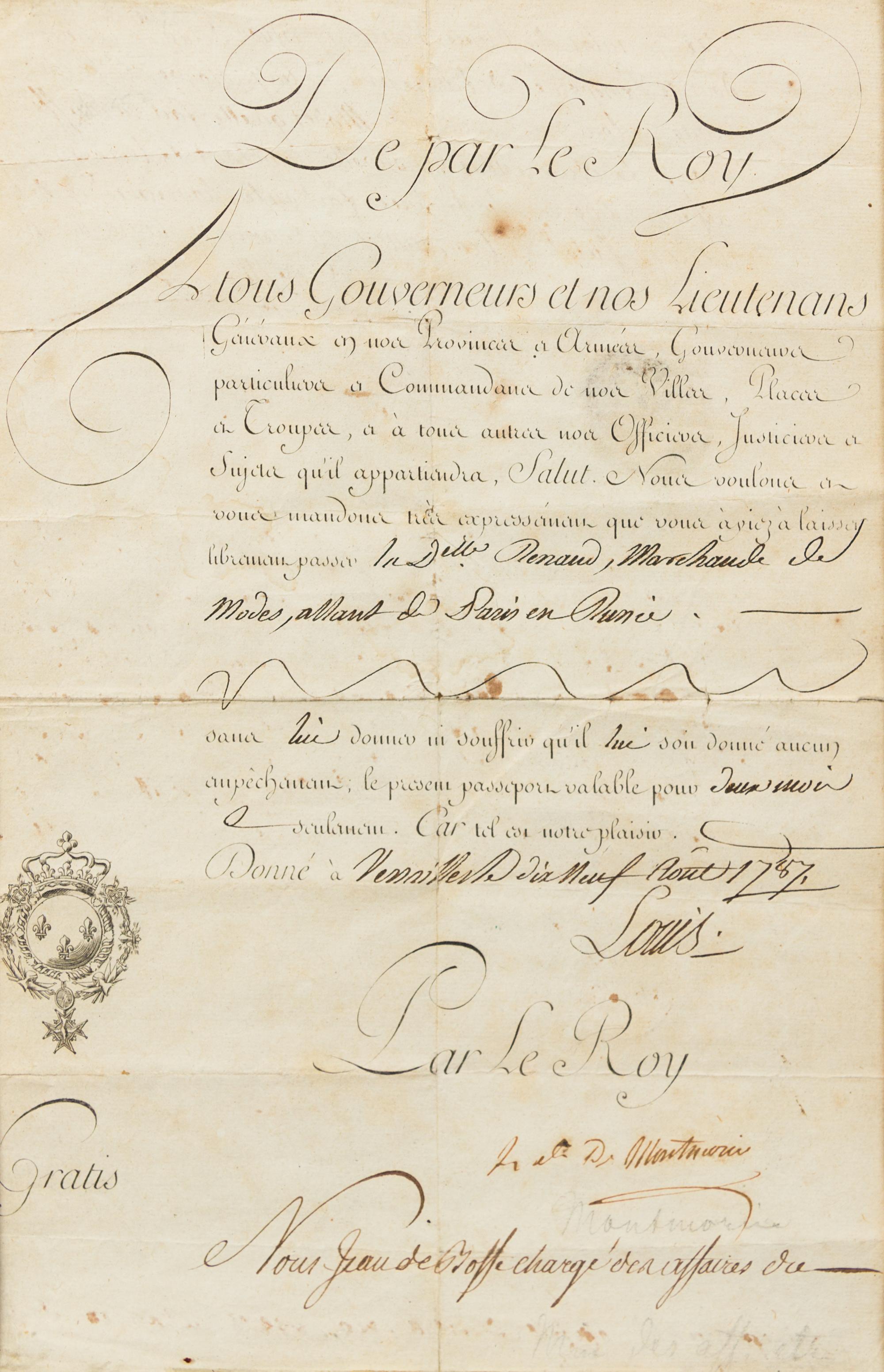 LOUIS XVI, King of France (1754-1793).