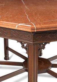 A George III Style Mahogany Marble-Top Octagonal Center Table