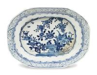 A Set of Four Chinese Export Blue and White Porcelain Tureens and Platters