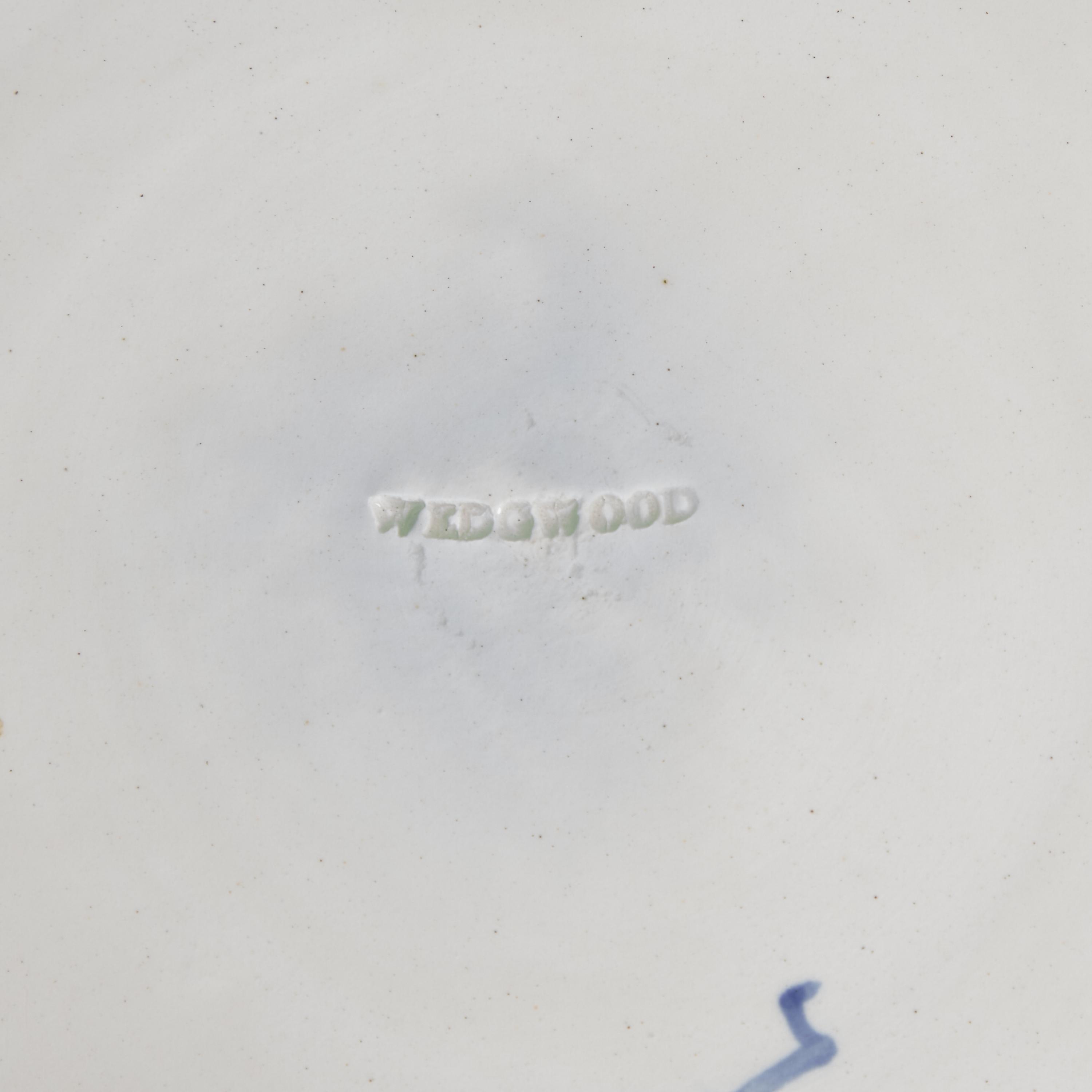 An Assembled Group of Wedgwood Majolica Plates Together with Footed Compote