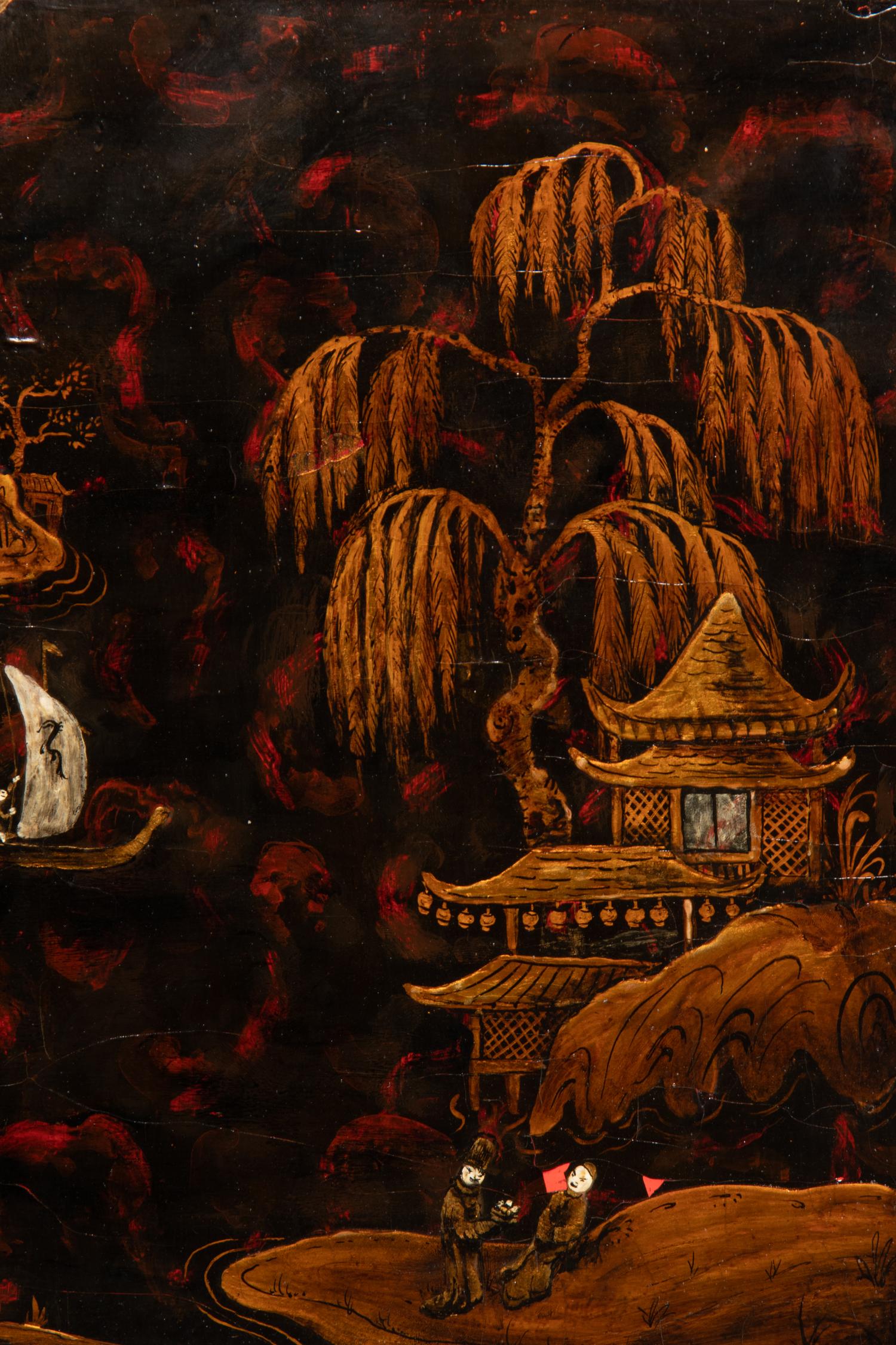 A George III Lacquered and Japanned Secretary