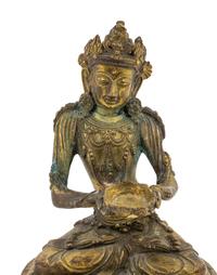An Unusual Gilt Bronze Figure of Seated Maitreya