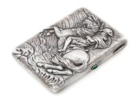 A Russian Silver Cigarette Case, Mark of Konstantin Skvortsov, Moscow, late 19th/early 20th century, the case depicting Napoleon Crossi