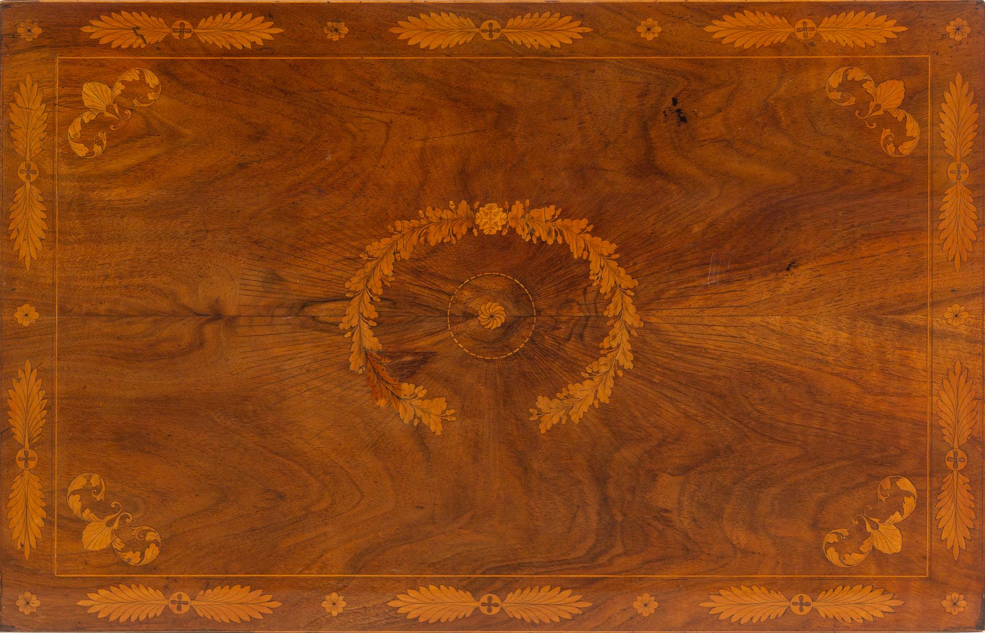 A German Walnut and Marquetry Work Table