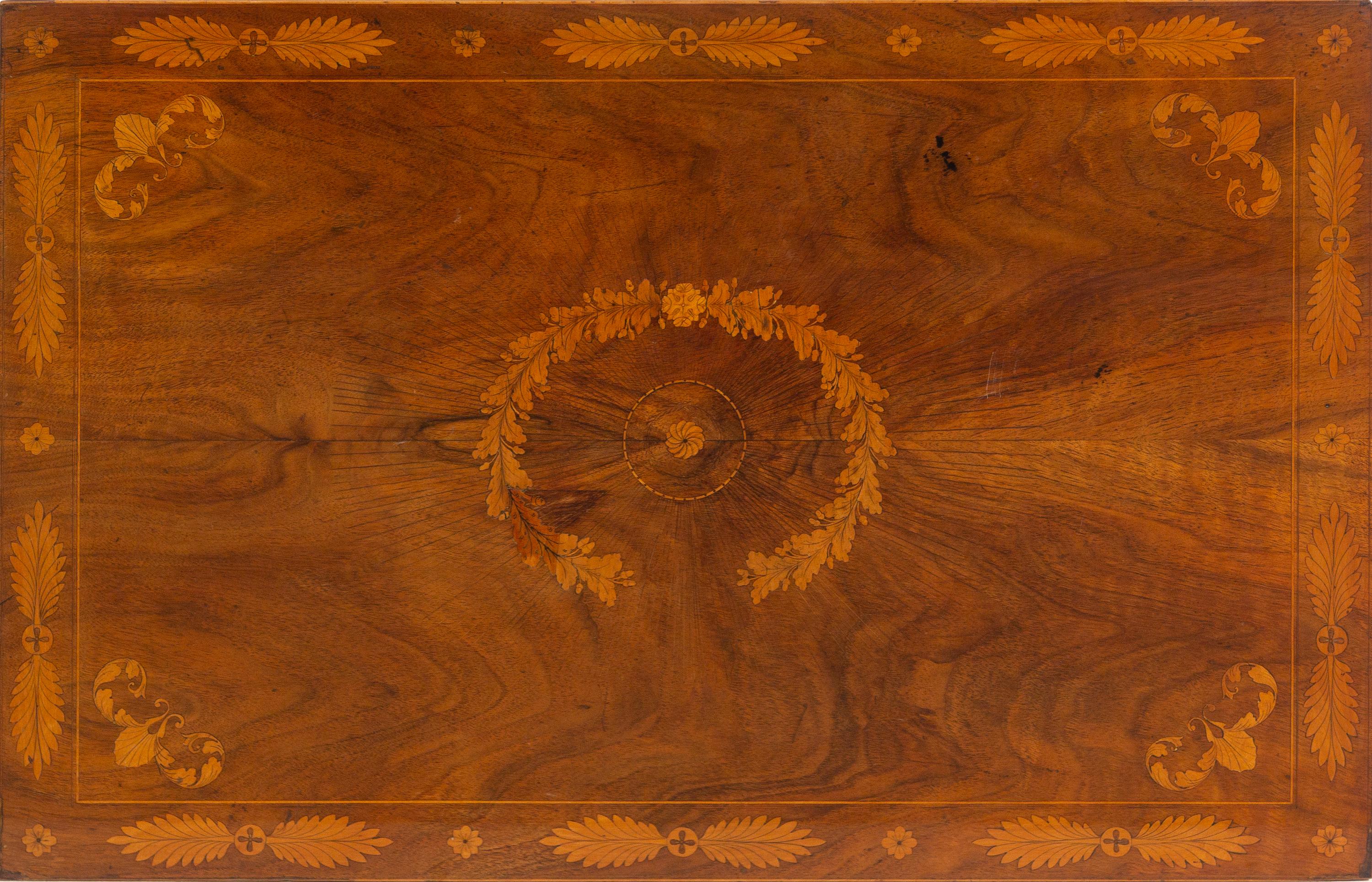 A German Walnut and Marquetry Work Table