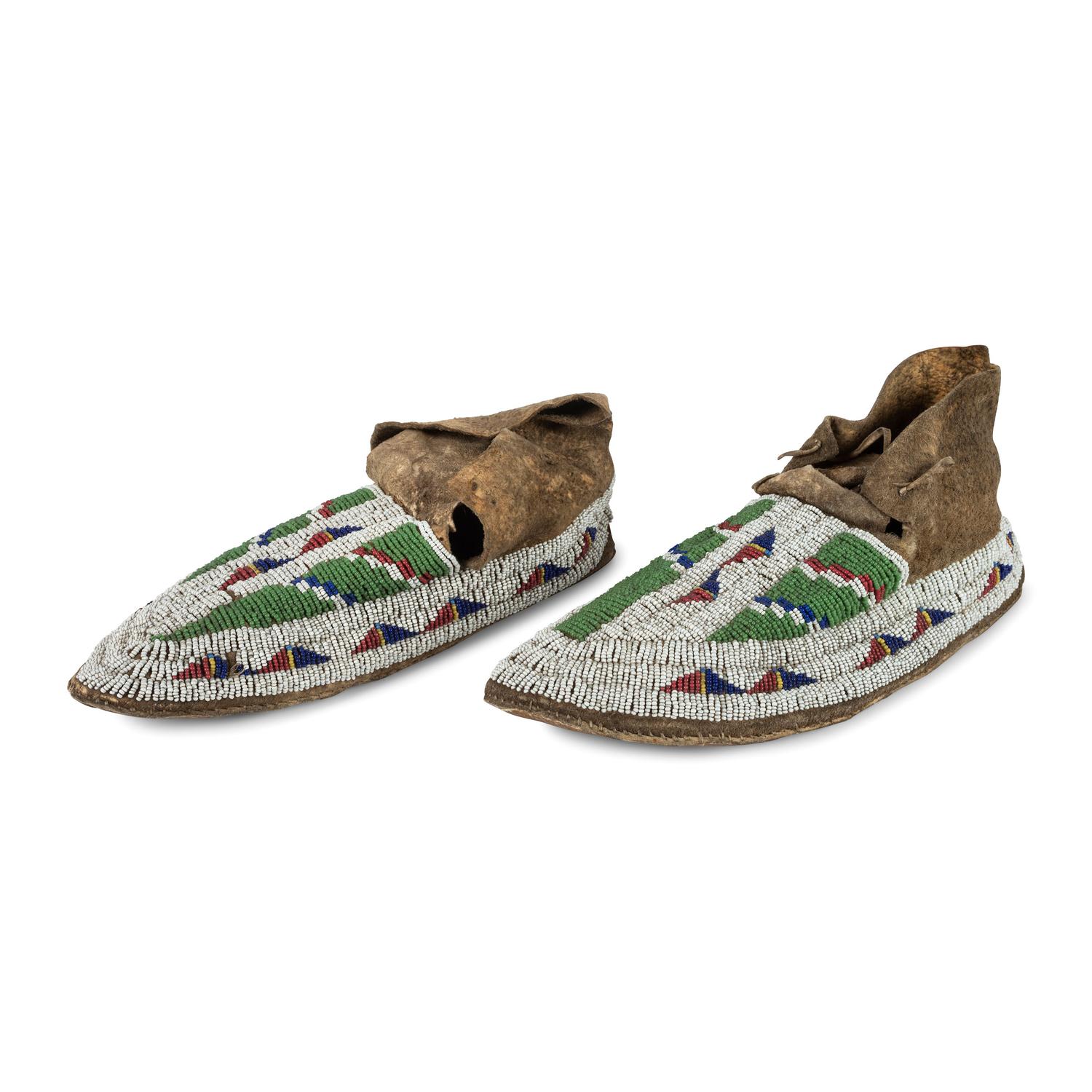 Cheyenne Beaded Buffalo Hide Moccasins