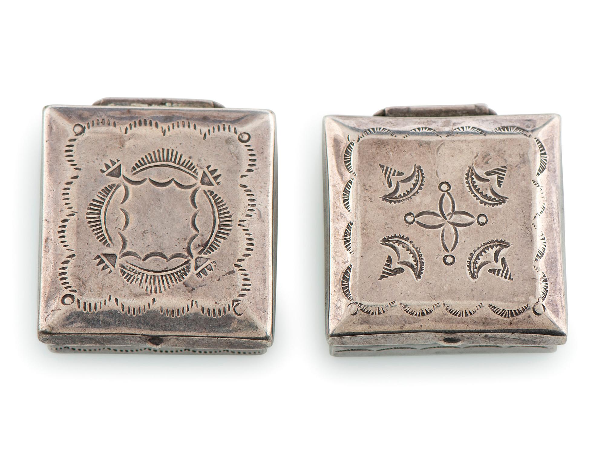 Pair of Stamped Silver Pill Boxes