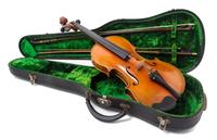 A Cased German Violin Length 23 3/4 inches.