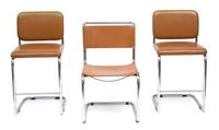 A Pair of Italian Leather and Chrome Bar Chairs Height 37 1/2 inches. — STENDIG, 20TH CENTURY
