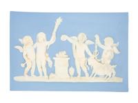 A Pair of Wedgwood Blue Jasperware Plaques The Marriage of Cupid and Psyche and Sacrifice to Hymen