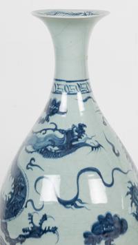A Pair of Chinese Blue and White Porcelain Dragon Vases