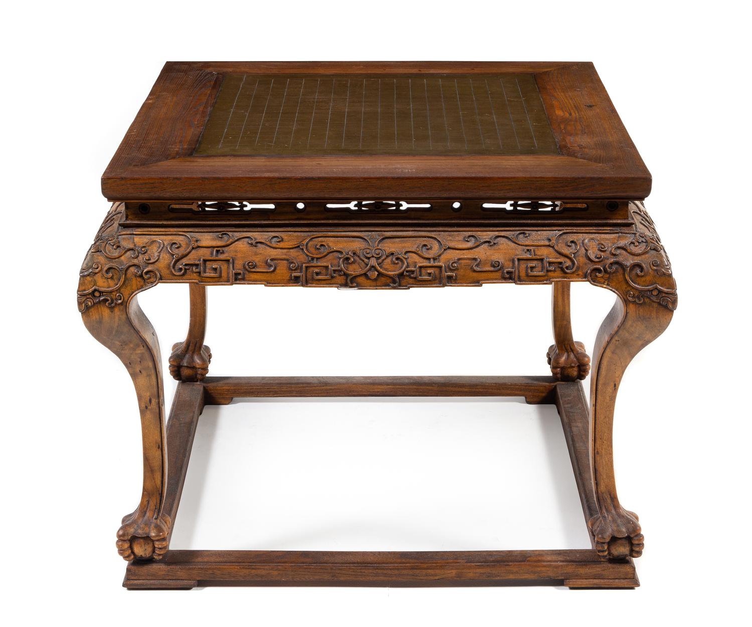 A Chinese Hardwood Game Table, Qizhuo Height 29 x width 36 1/2 x depth 36 1/2 inches. — QING DYNASTY (1644-1911)